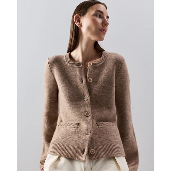 Quince Mongolian Cashmere Structured Cardigan Sweater in Oatmeal Size XS - Picture 16 of 16